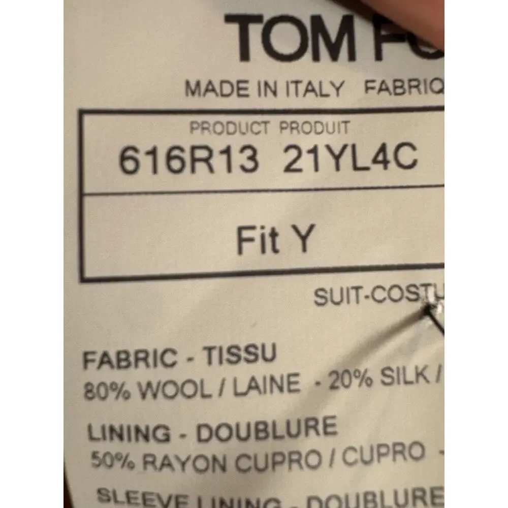 Tom Ford Houndstooth Flannel Wool Silk Peak Lapel Gray Suit 2Pc 52R 42R 37x29